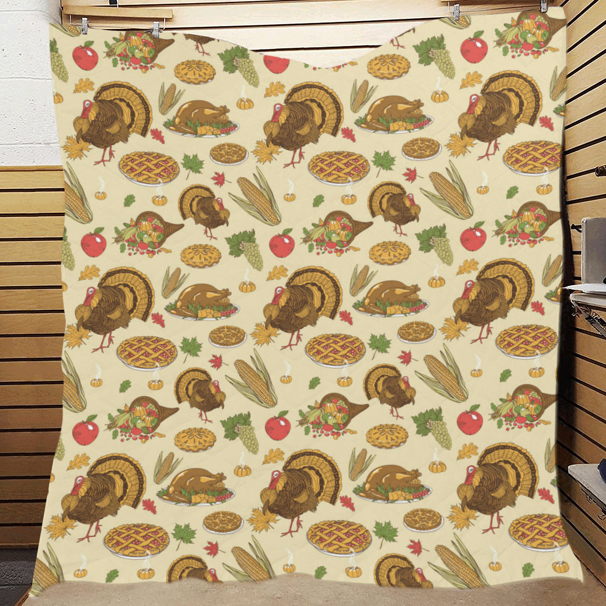 Turkey Pattern Print Design 02 Premium Quilt