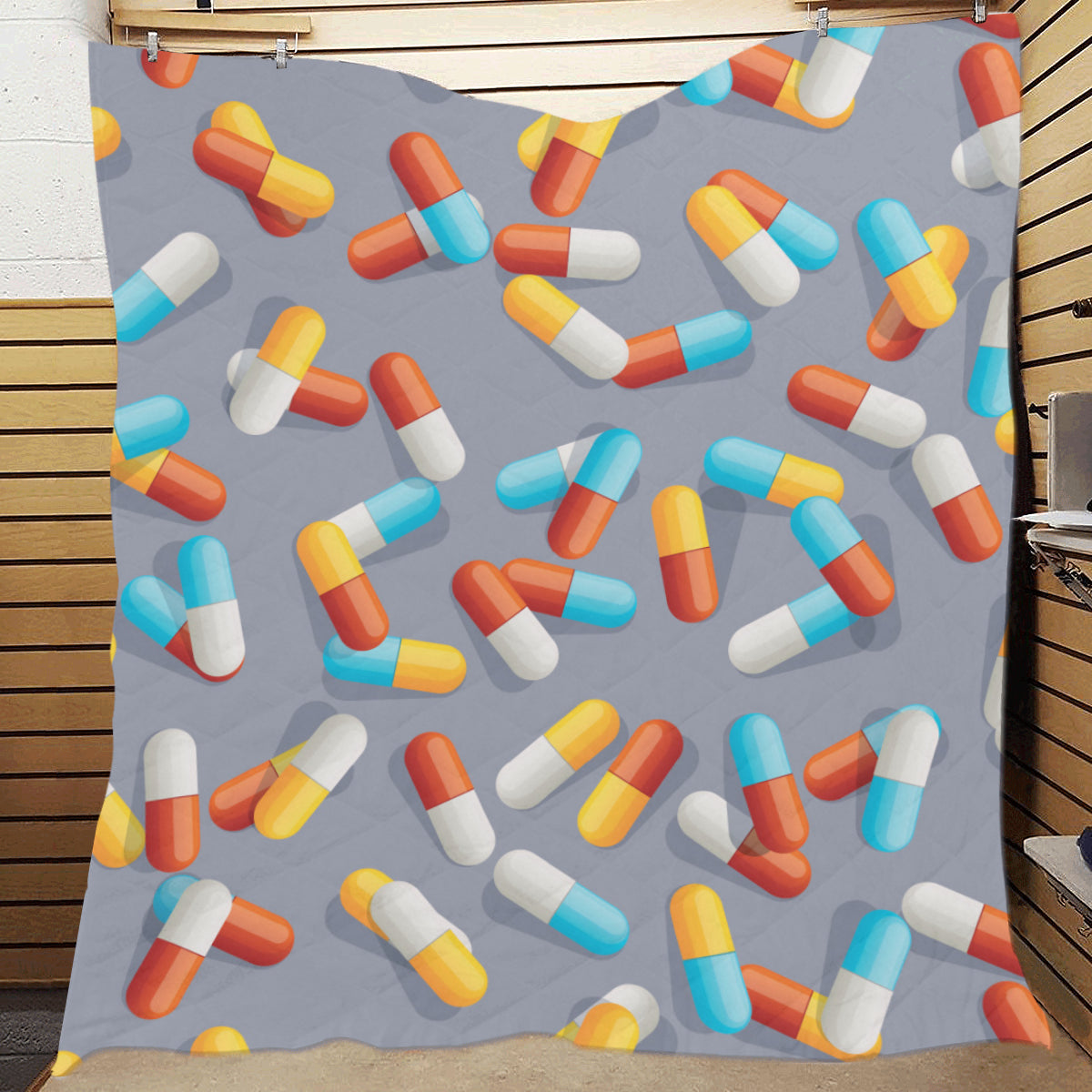 Pill Pattern Print Design A01 Premium Quilt