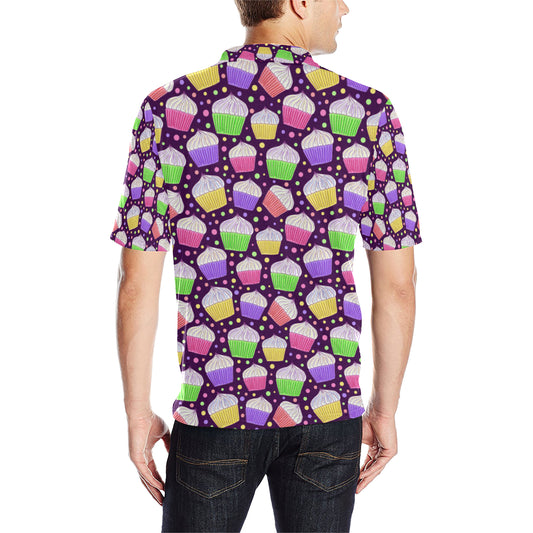 Cupcake Pattern Print Design CP07 Men Polo Shirt