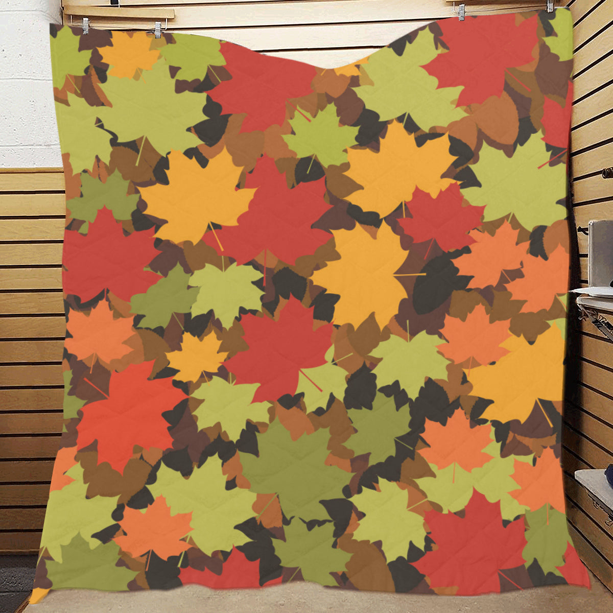 Maple Leaf Pattern Print Design 05 Premium Quilt