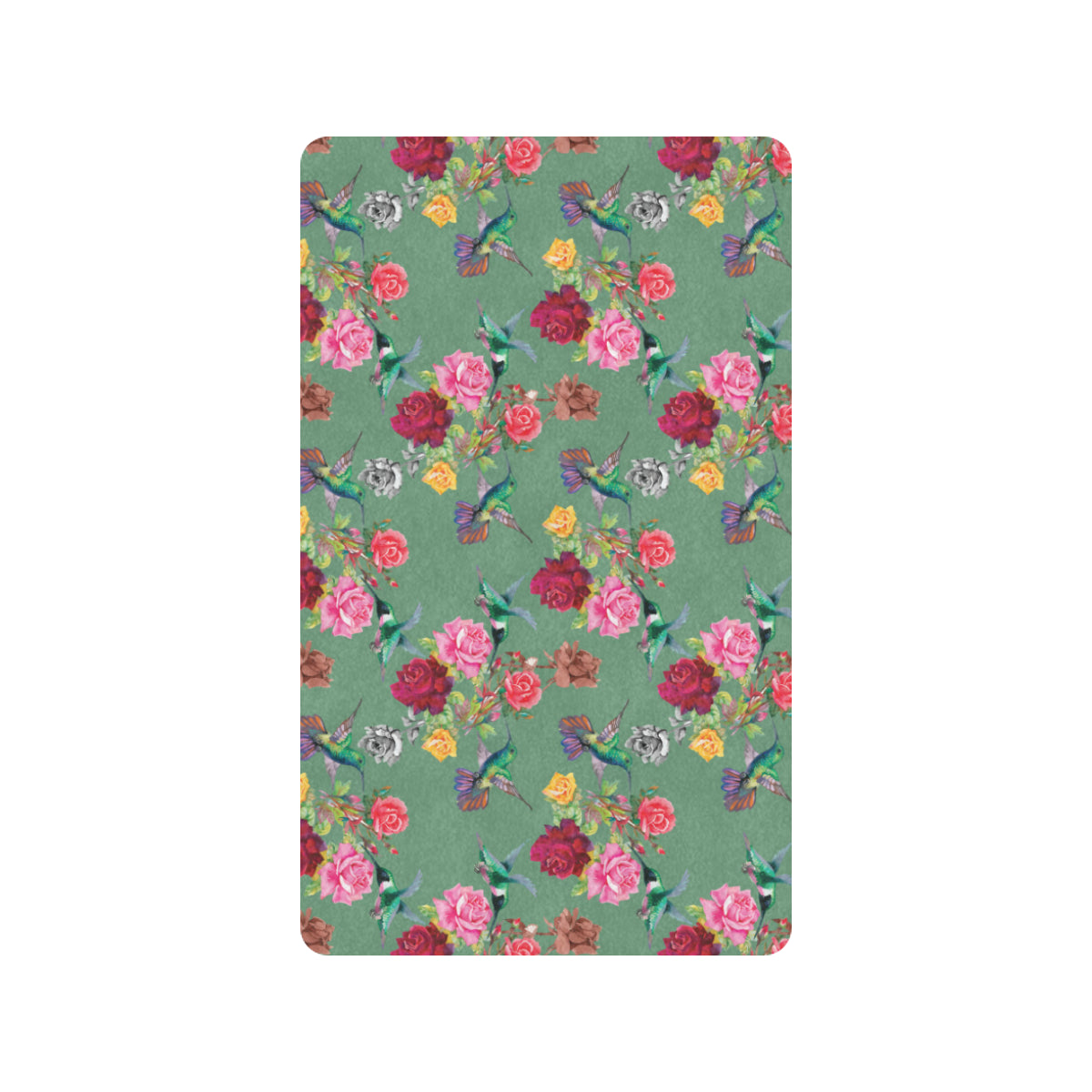Hummingbird with Rose Themed Print Rubber Doormat