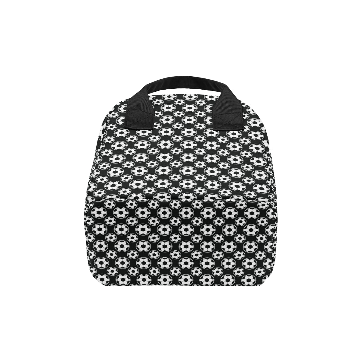 Soccer Ball Black Print Pattern Insulated Lunch Bag