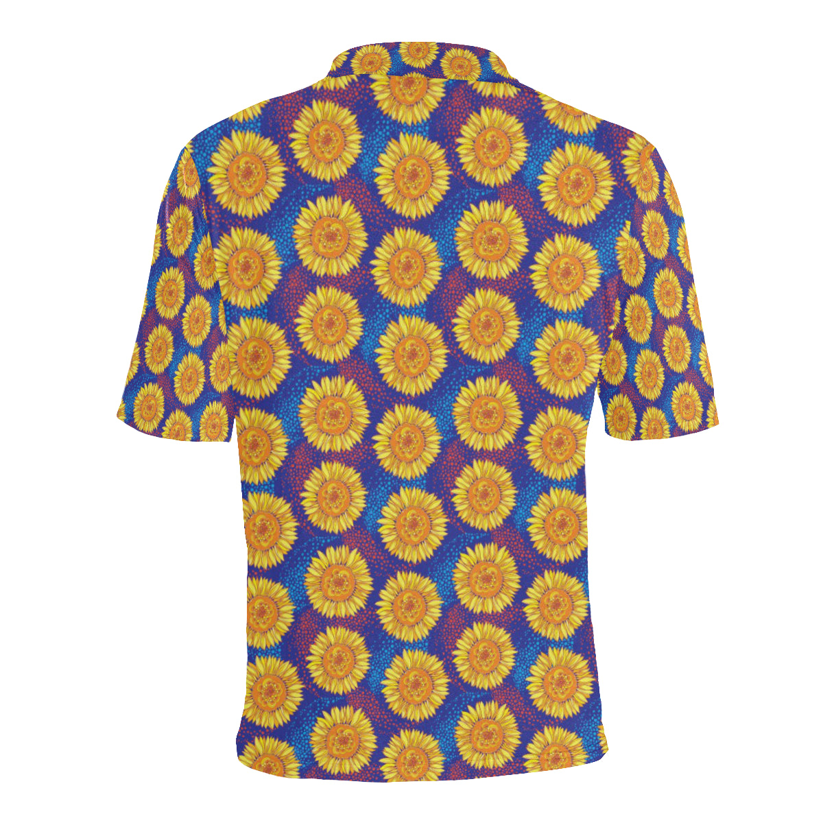 Sunflower Hand Drawn Style Print Men Polo Shirt