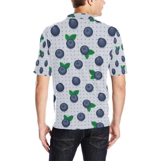 Blueberry Pattern Print Design BB02 Men Polo Shirt