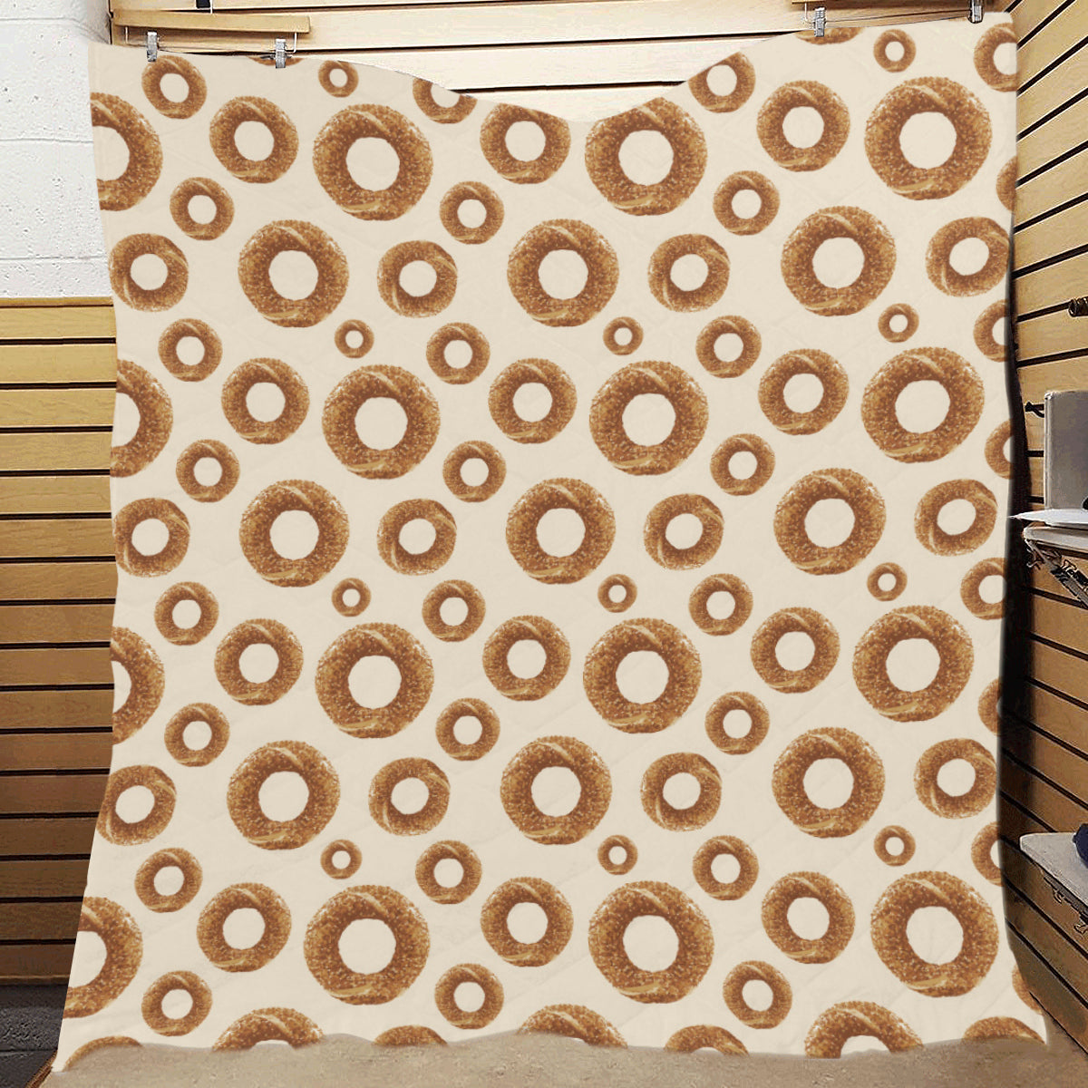Bagel Pattern Print Design 01 Premium Quilt