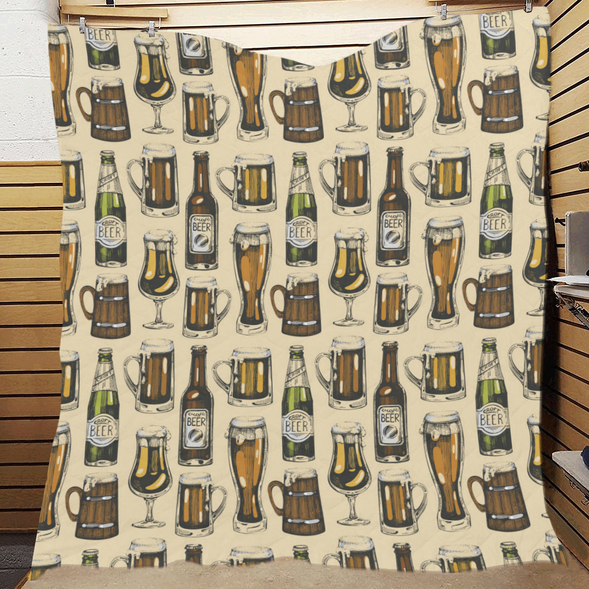 Beer Pattern Print Design 04 Premium Quilt