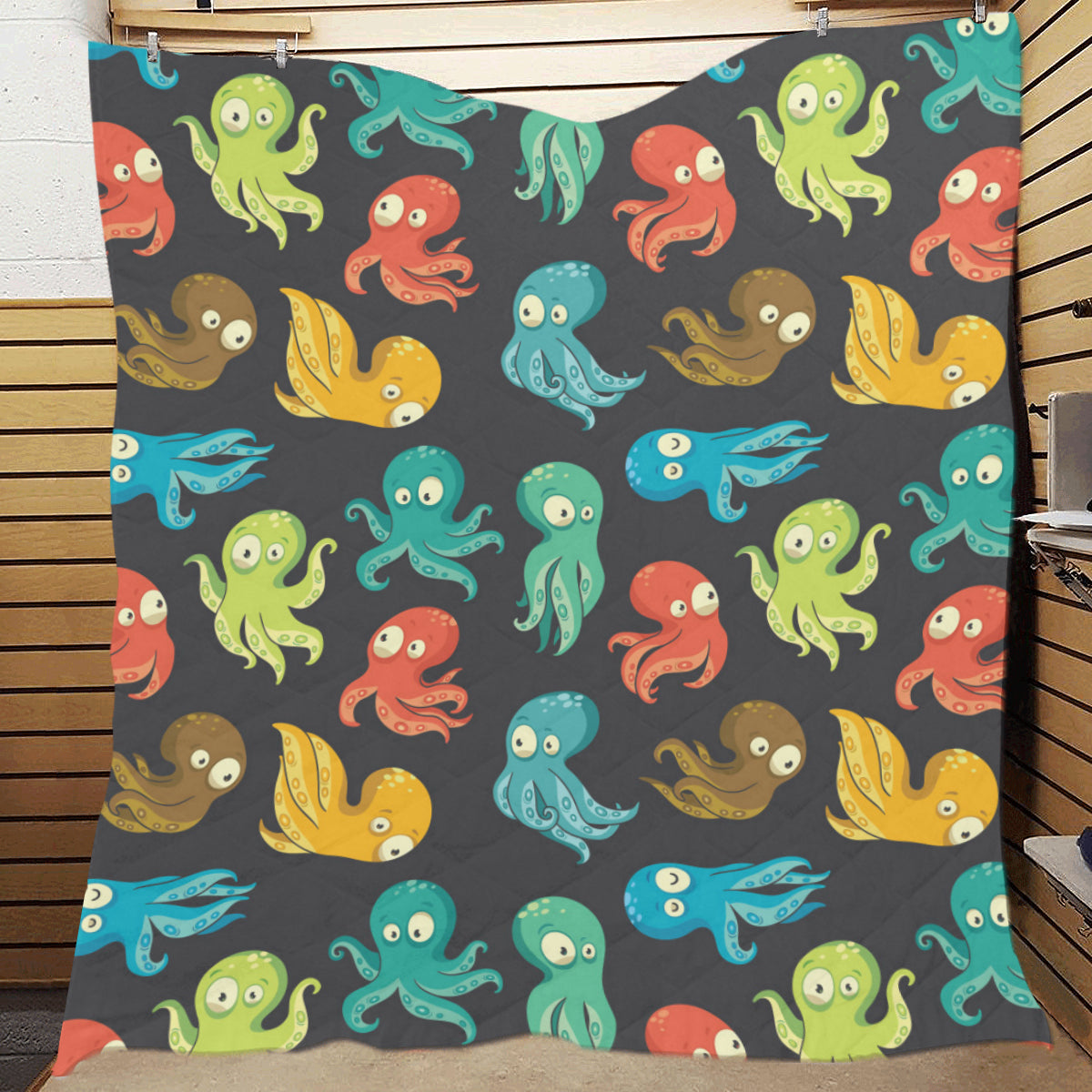 Octopus Pattern Print Design A01 Premium Quilt