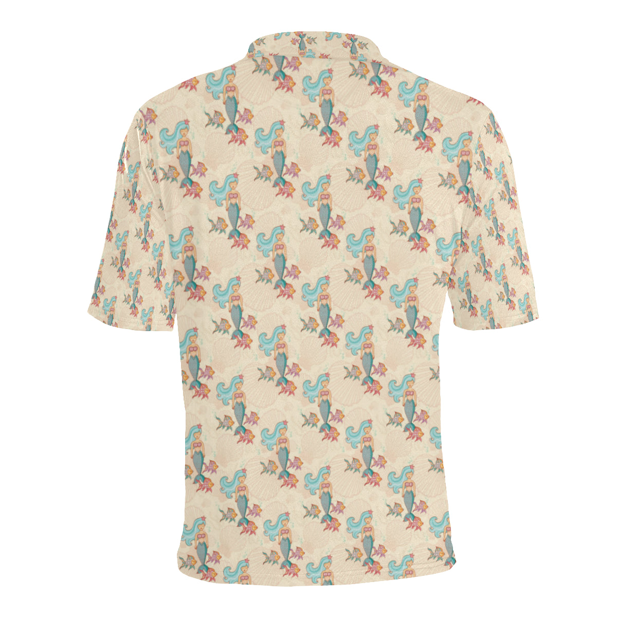 Mermaid Girl With Fish Design Print Men Polo Shirt