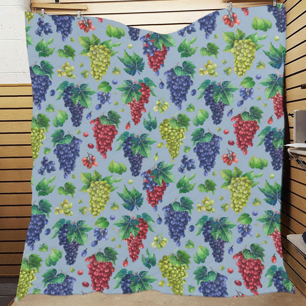 Grape Pattern Print Design GP06 Premium Quilt