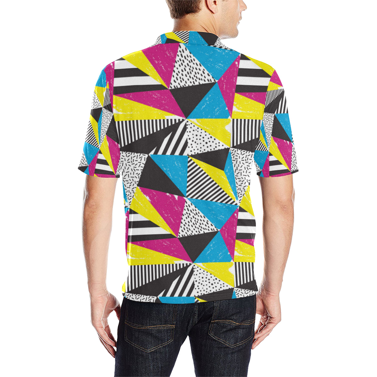 80s Pattern Print Design 2 Men Polo Shirt