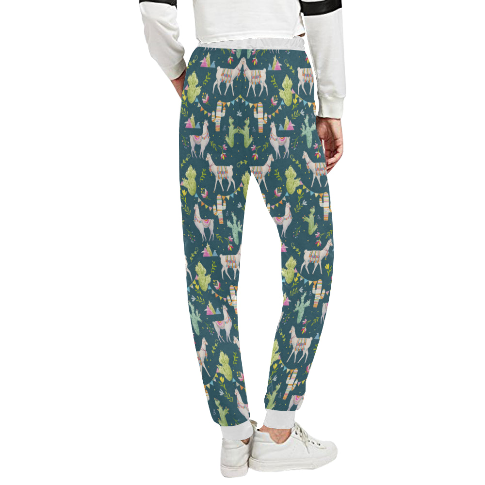 Llama with Cactus Design Print Unisex Sweatpants