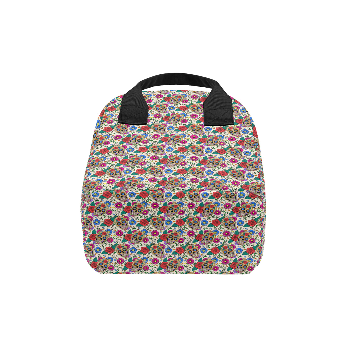 Sugar Skull Colorful Themed Print Insulated Lunch Bag