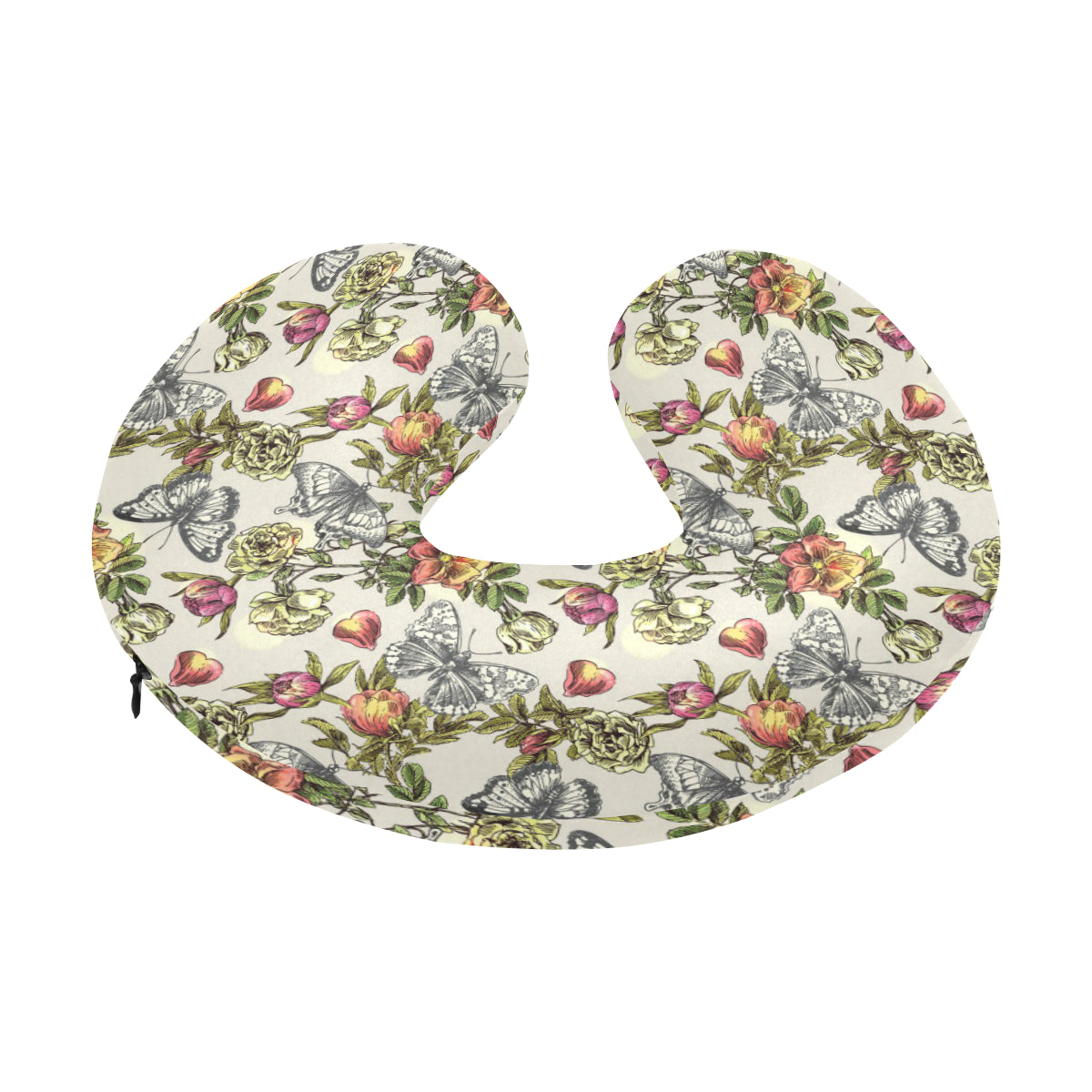 Butterfly Flower Pattern Print Design 06 U-Shaped Travel Neck Pillow