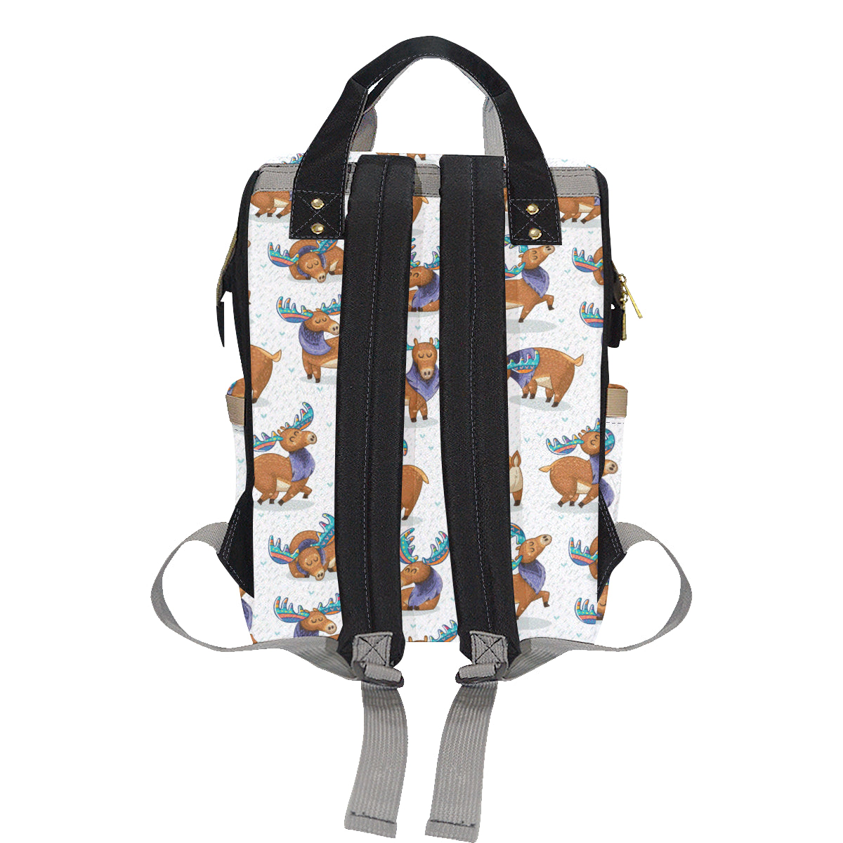 Moose Cute Pattern Print Design 01 Diaper Bag Backpack