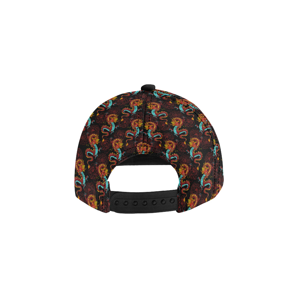 Chinese Dragons and Peonies Design Snapback Cap