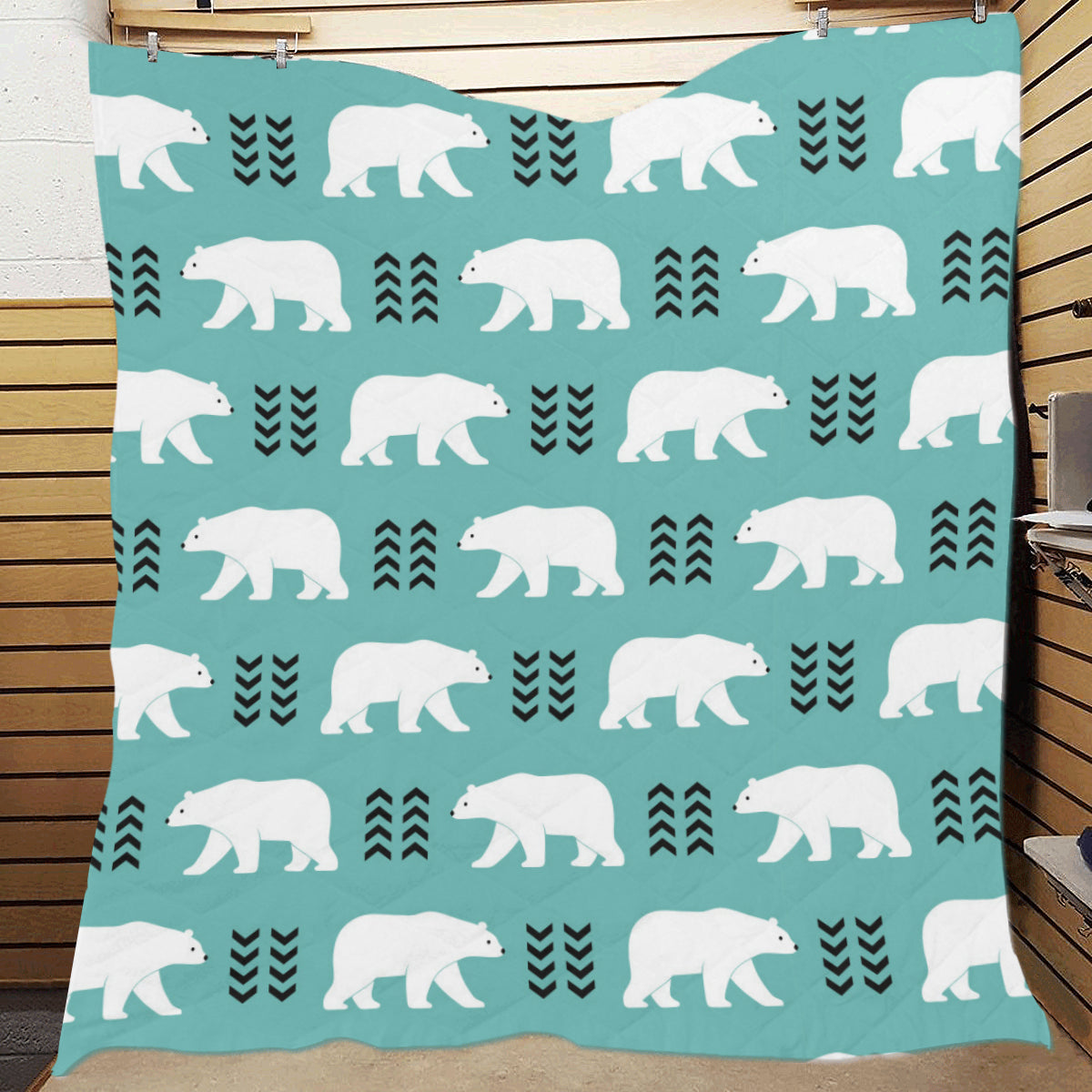 Polar Bear Pattern Print Design A05 Premium Quilt