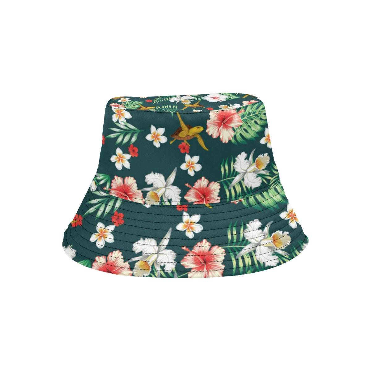 Hawaiian Flower Design with SeaTurtle Print Unisex Bucket Hat