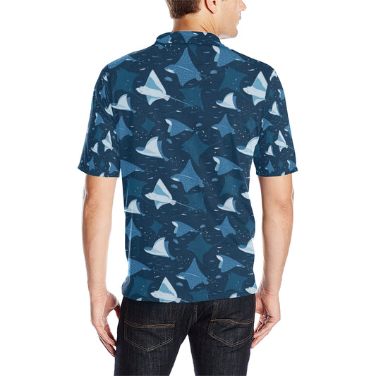 Manta Ray Pattern Print Design 02 Men Polo Shirt