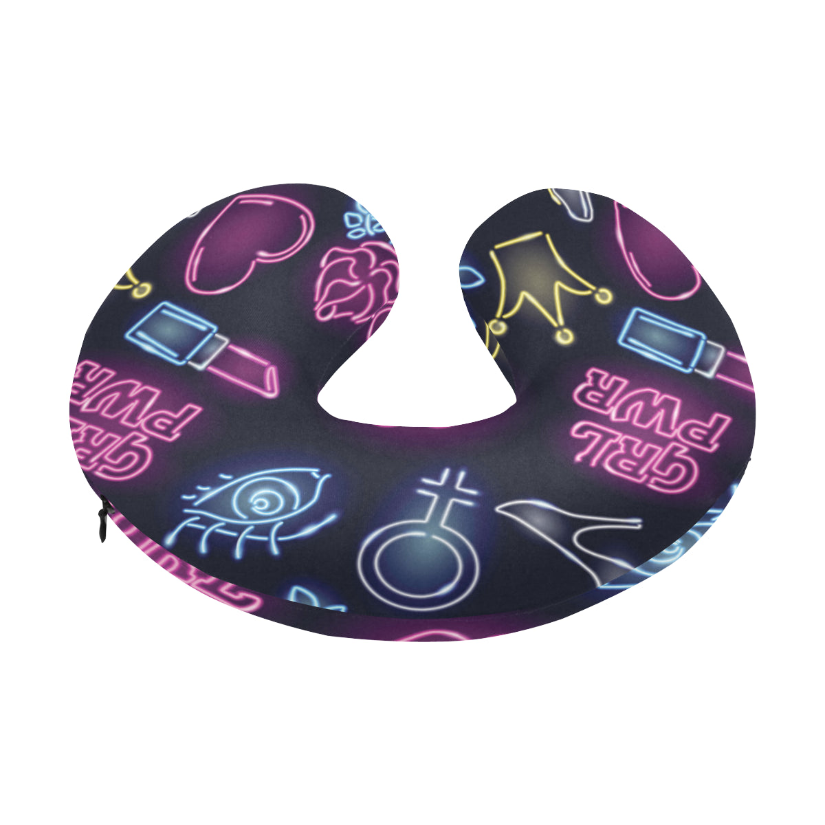 Lipstick Neon Pattern Print Design 02 U-Shaped Travel Neck Pillow