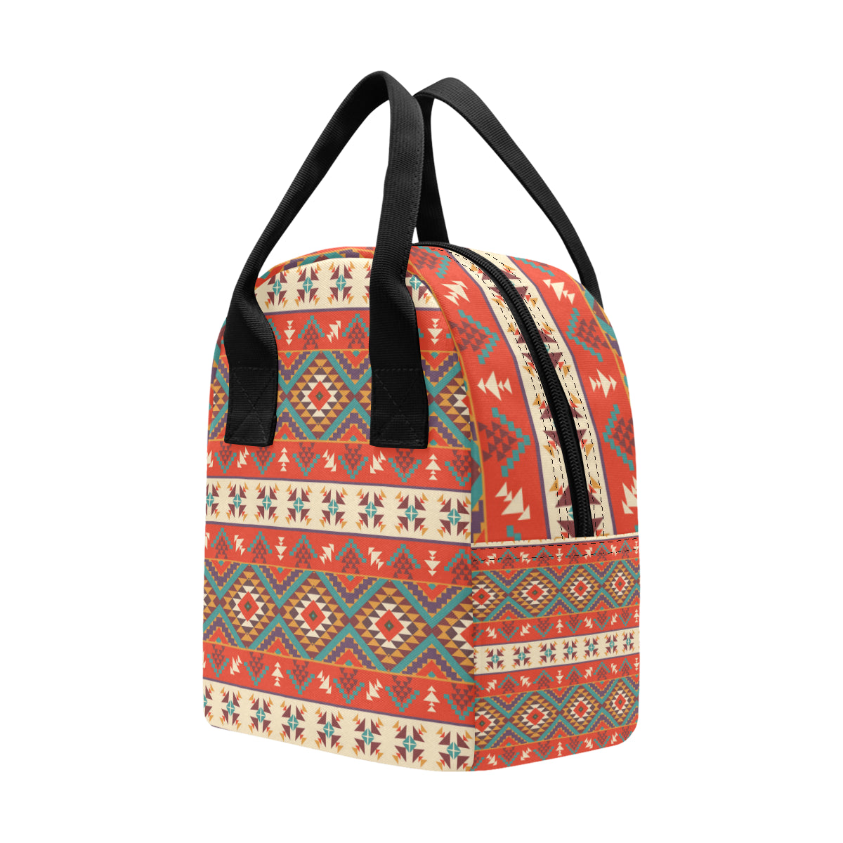 Aztec Red Print Pattern Insulated Lunch Bag