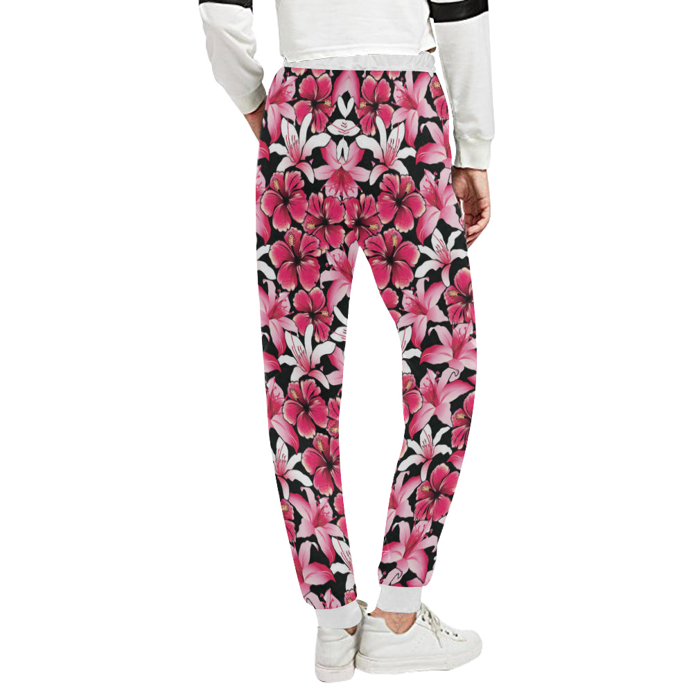 Flower Hawaiian Pink Red Hibiscus Print Unisex Sweatpants