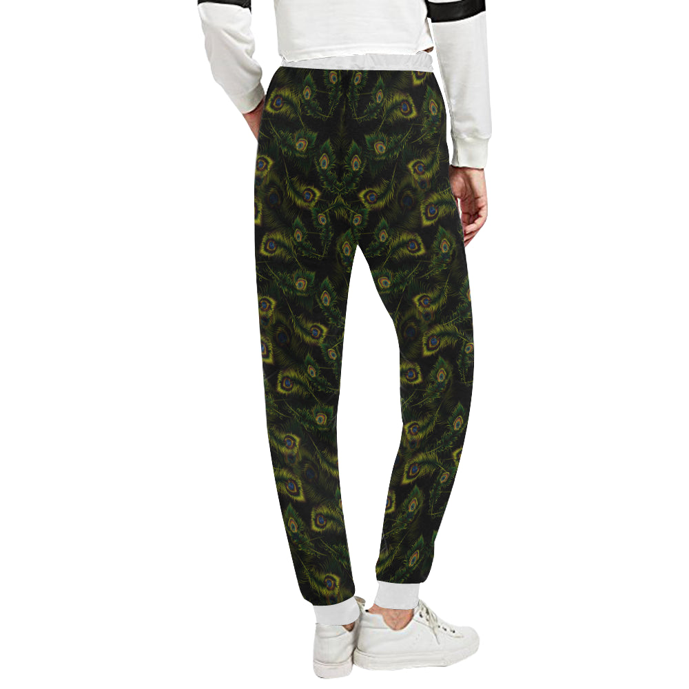 Peacock Feather Pattern Design Print Unisex Sweatpants