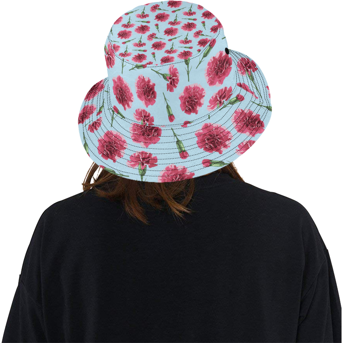 Carnations Pattern Print Design CN01 Unisex Bucket Hat