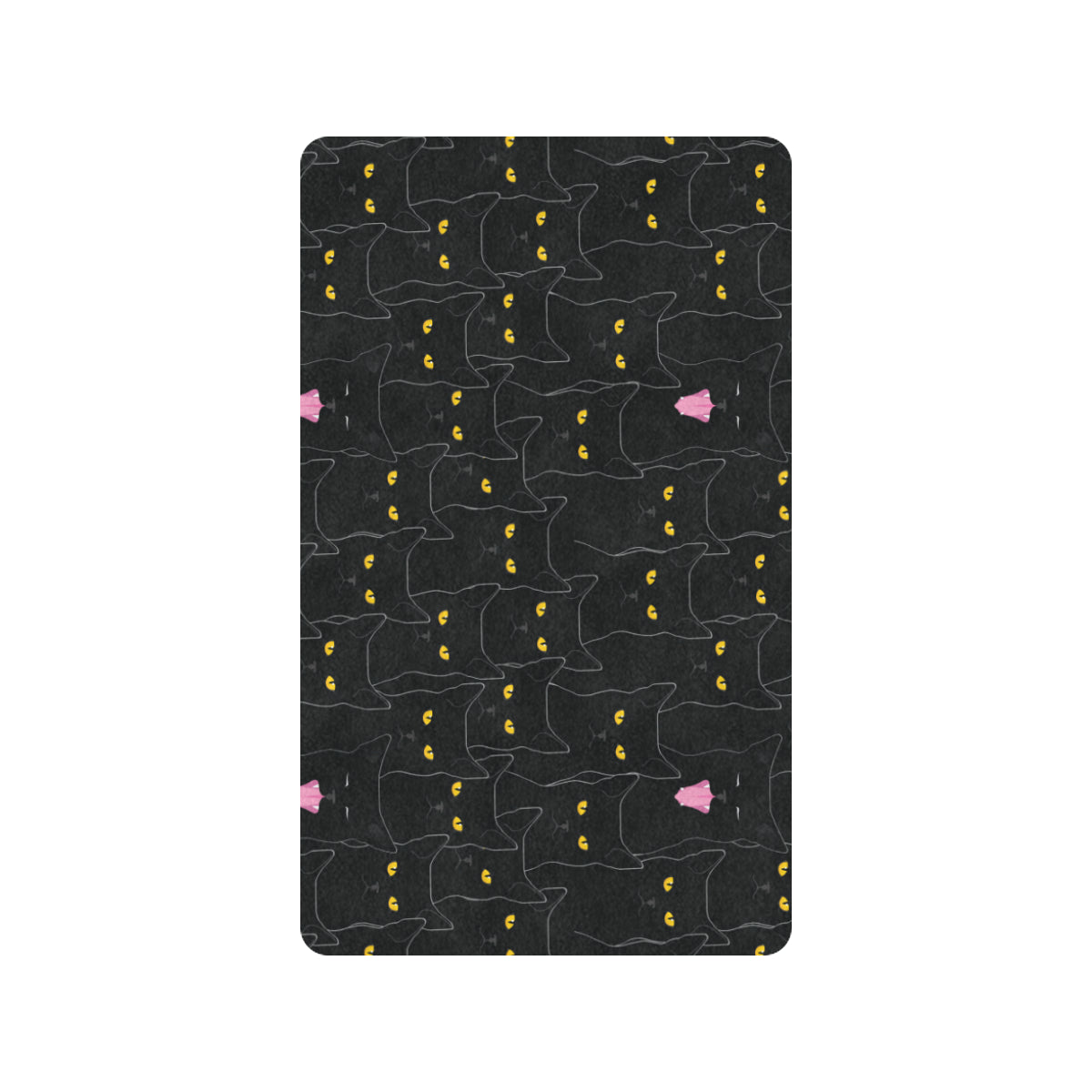 Black Cat Yellow Eyes Print Pattern Rubber Doormat