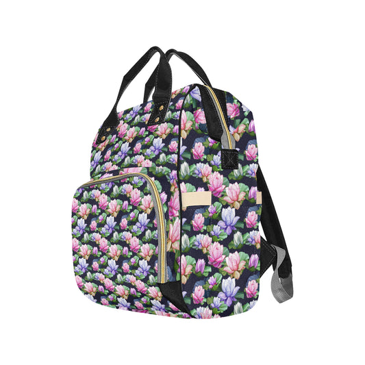 Lotus Flower Print Design Diaper Bag Backpack