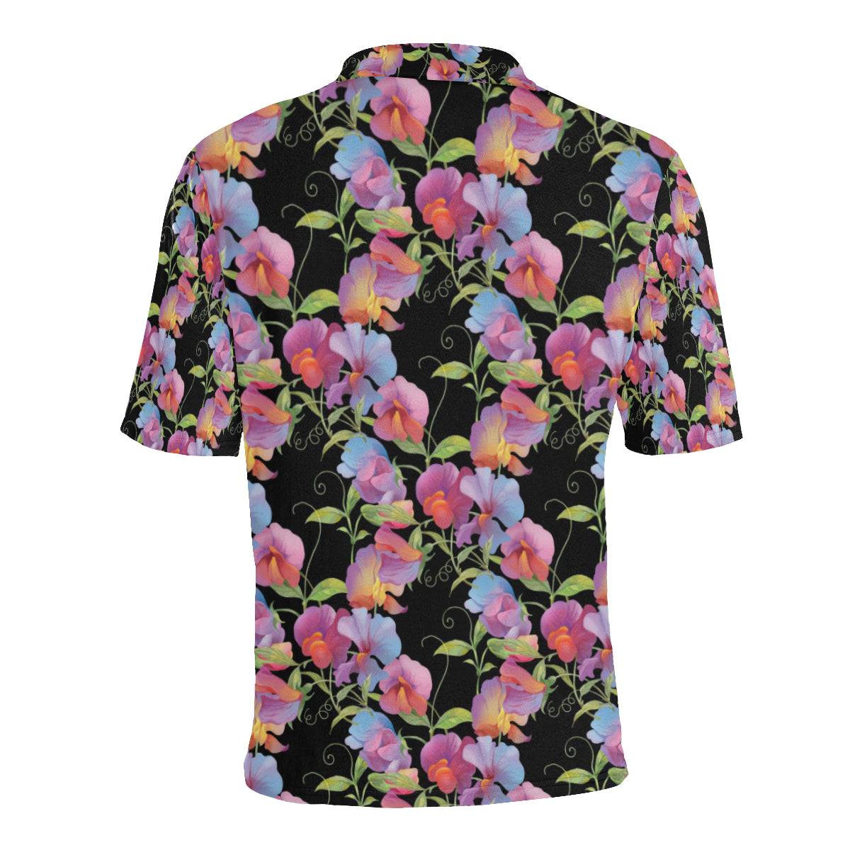 Peony Pattern Print Design PE012 Men Polo Shirt