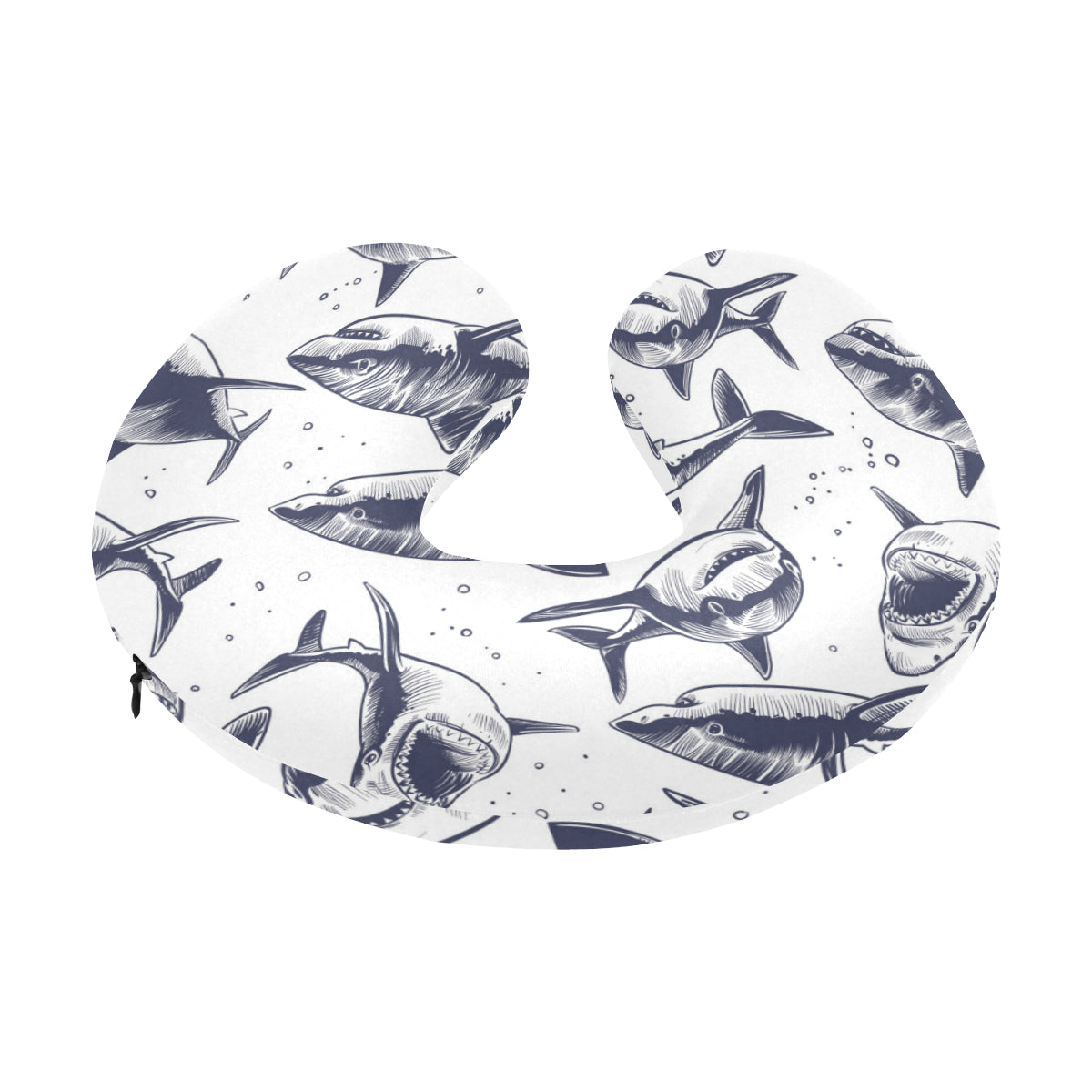 Great White Shark Pattern Print Design 02 U-Shaped Travel Neck Pillow