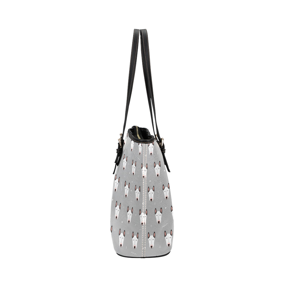 Bull Terrier Head Print Pattern Leather Tote Bag