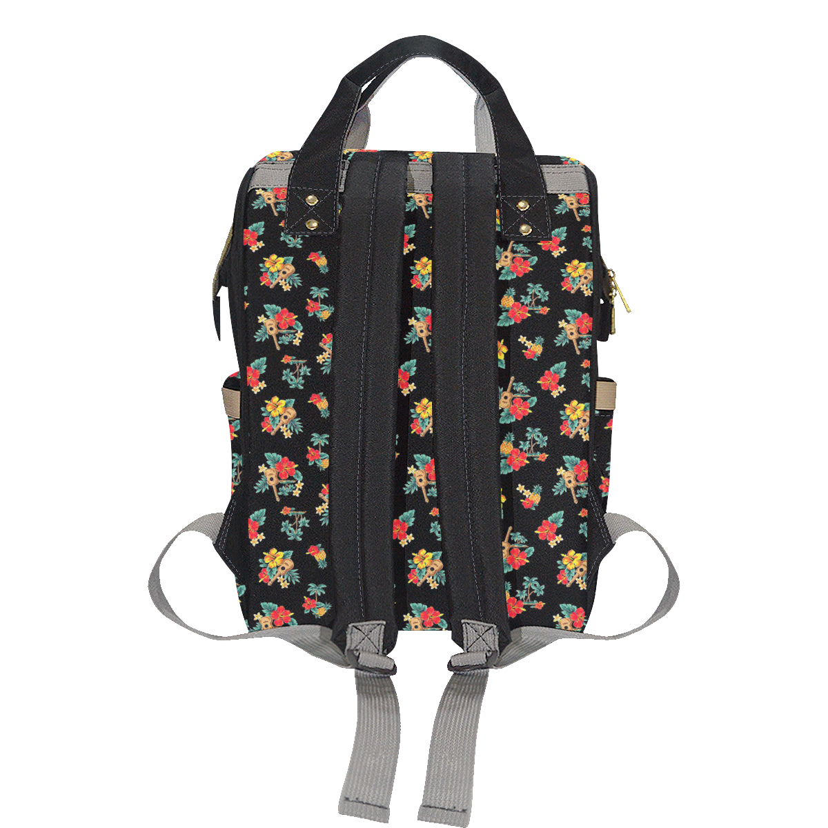 Hawaiian Flower Themed Print Diaper Bag Backpack