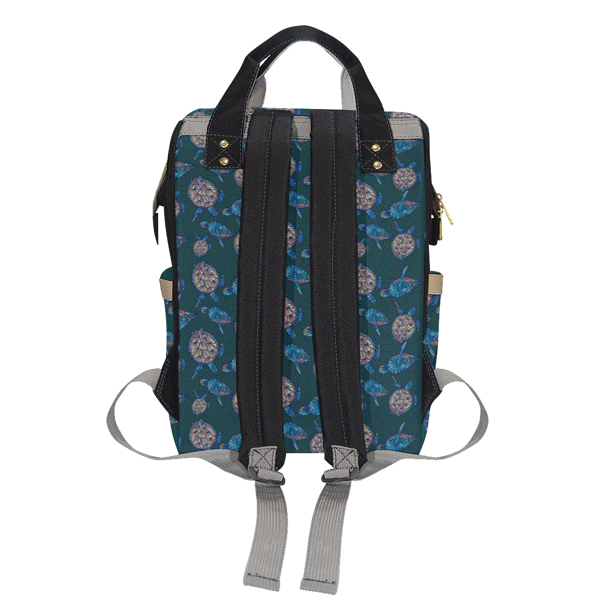 Sea Turtle Hand Drawn Blue Print Diaper Bag Backpack