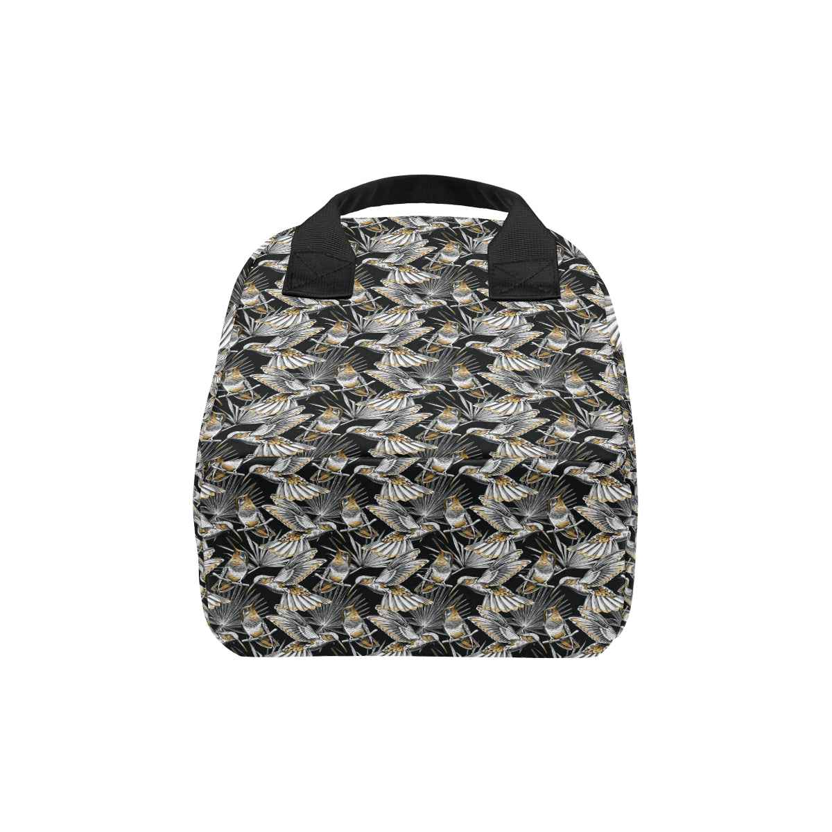 Hummingbird Gold Design Themed Print Insulated Lunch Bag