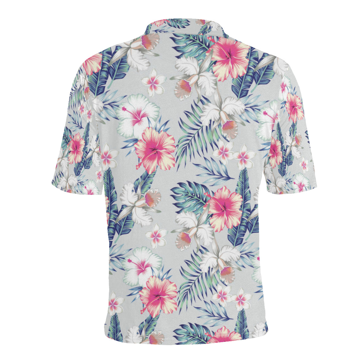 Hibiscus Print Men Polo Shirt