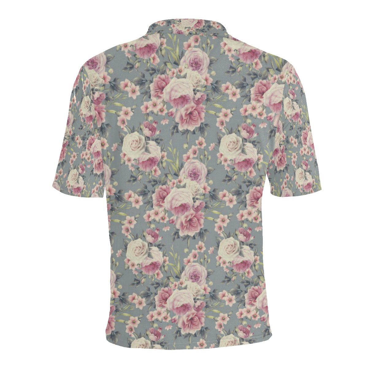 Peony Pattern Print Design PE05 Men Polo Shirt