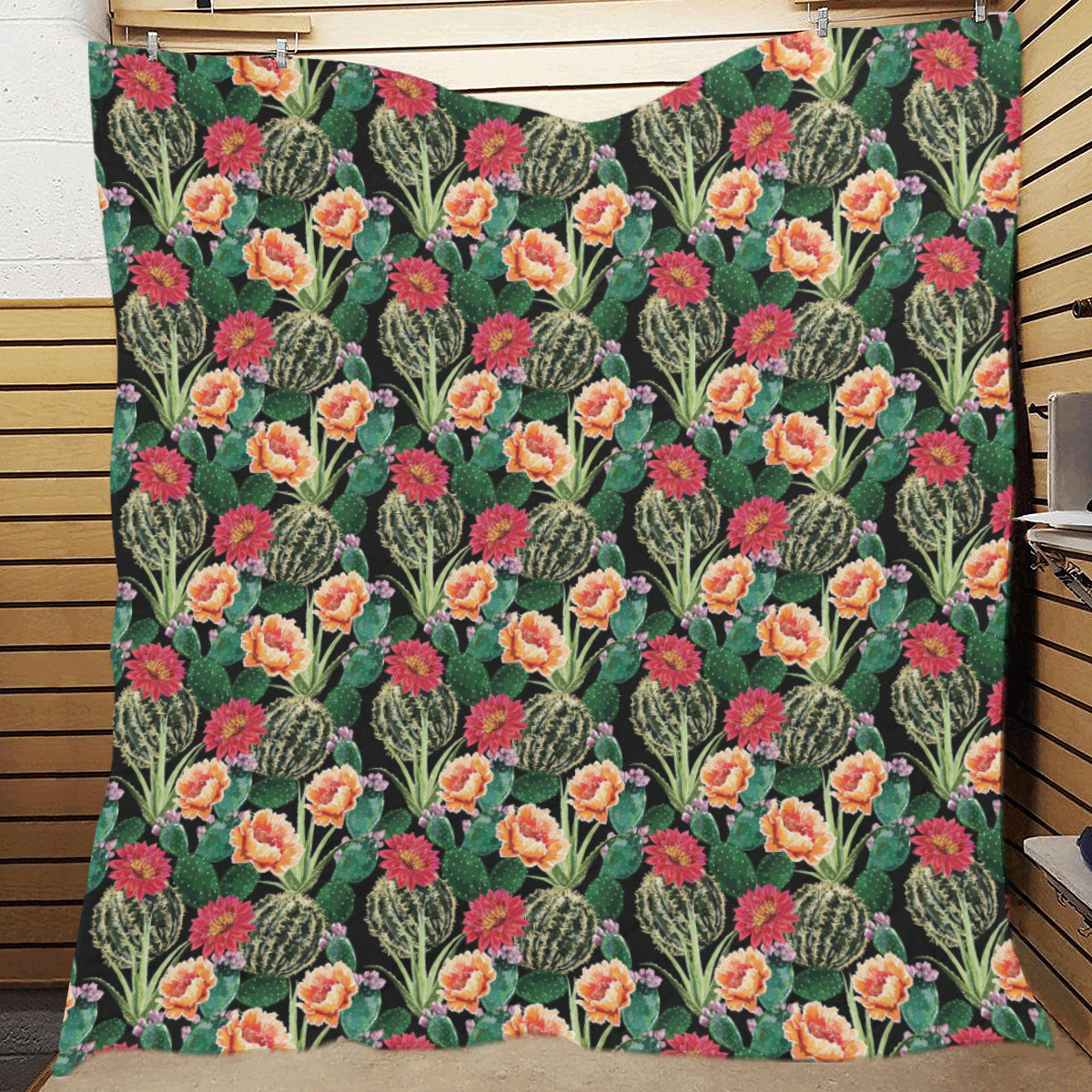 Cactus Pattern Print Design 06 Premium Quilt