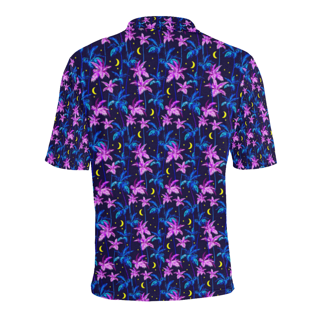 Palm Tree Night Scene Design Print Men Polo Shirt