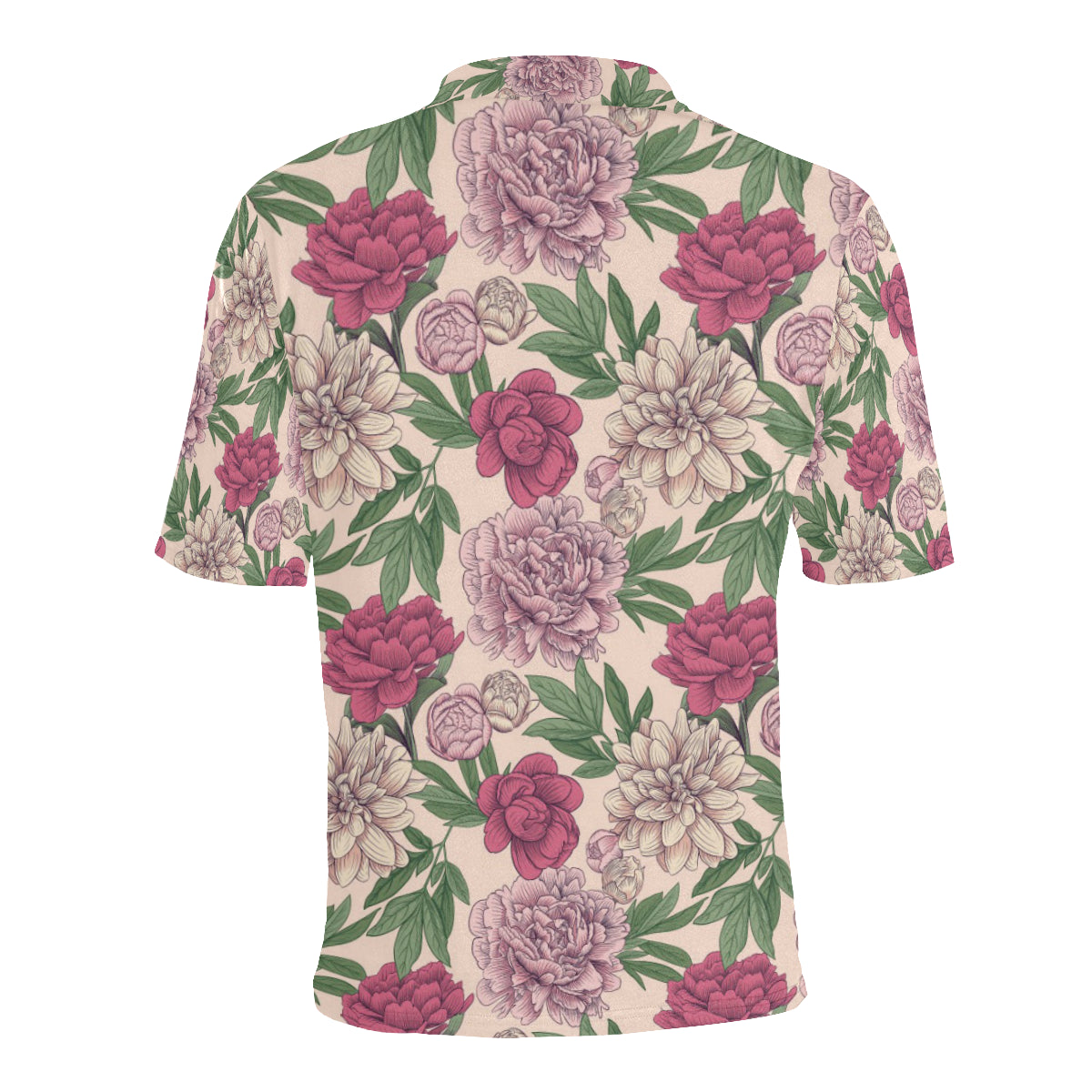 Peony Pattern Print Design A01 Men Polo Shirt