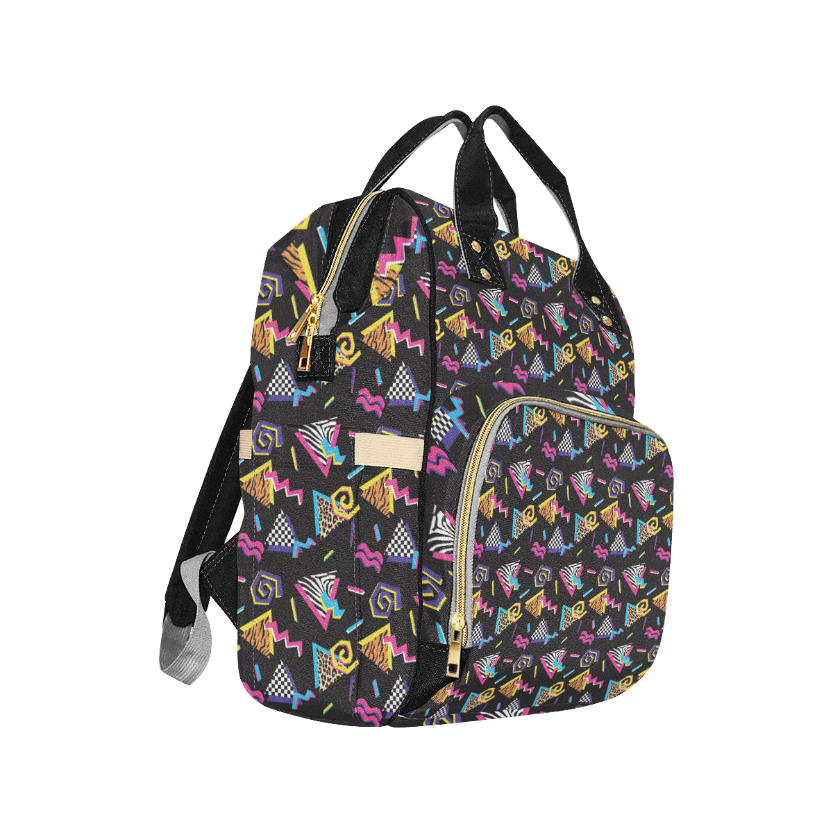 80s Pattern Print Design 3 Diaper Bag Backpack