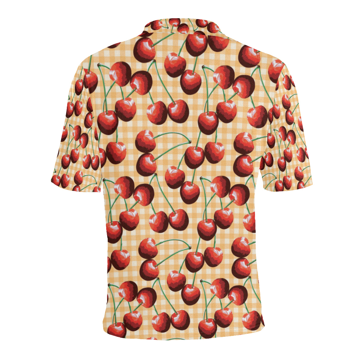Cherry Orange Plaid Print Men Polo Shirt