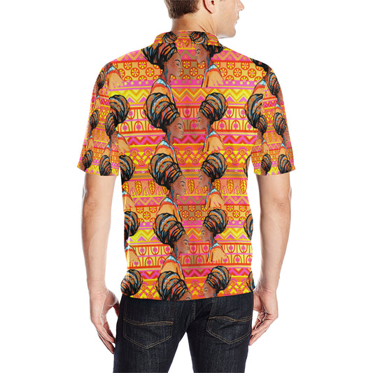 African Girl Aztec Men Polo Shirt