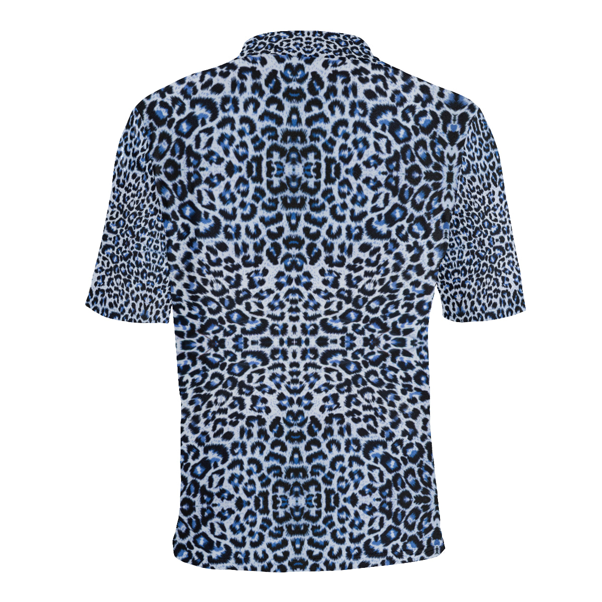 Leopard Blue Skin Print Men Polo Shirt