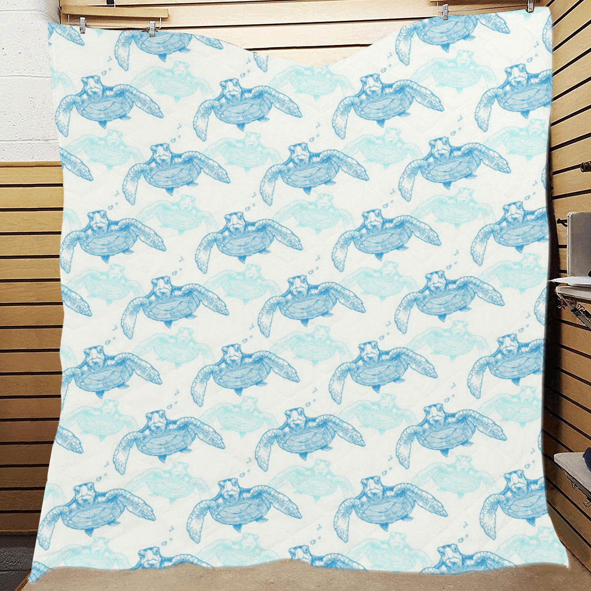 Sea Turtle Pattern Print Design T01 Premium Quilt