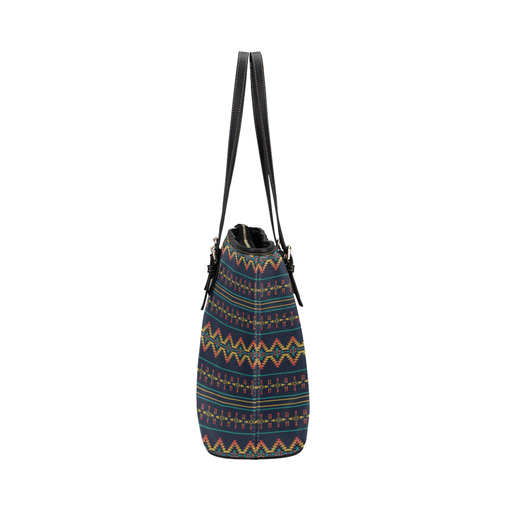 Southwest American Design Themed Print Leather Tote Bag