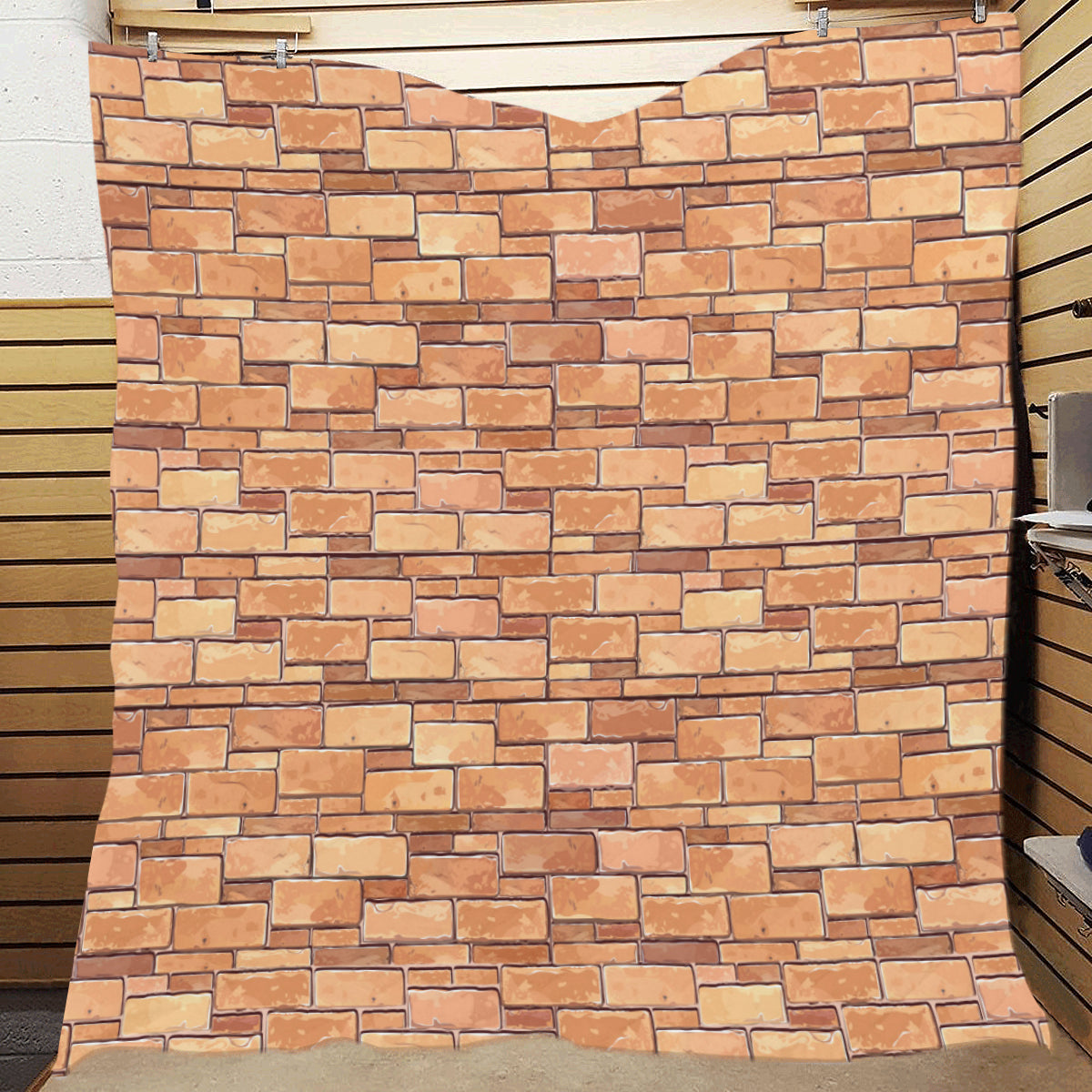Brick Pattern Print Design 01 Premium Quilt