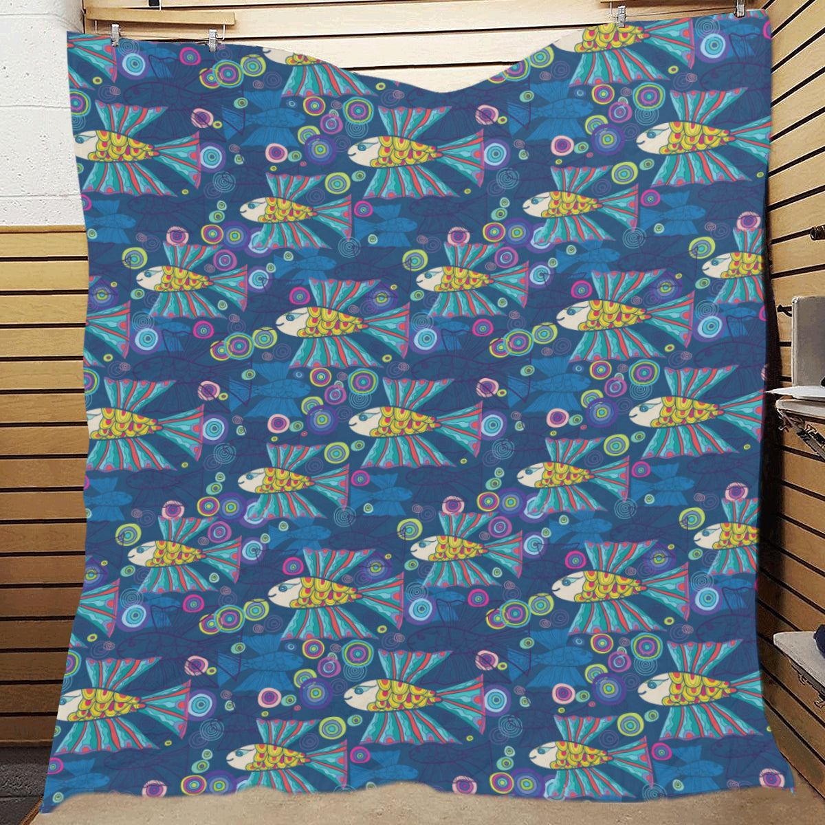 Flying Fish Pattern Print Design 01 Premium Quilt