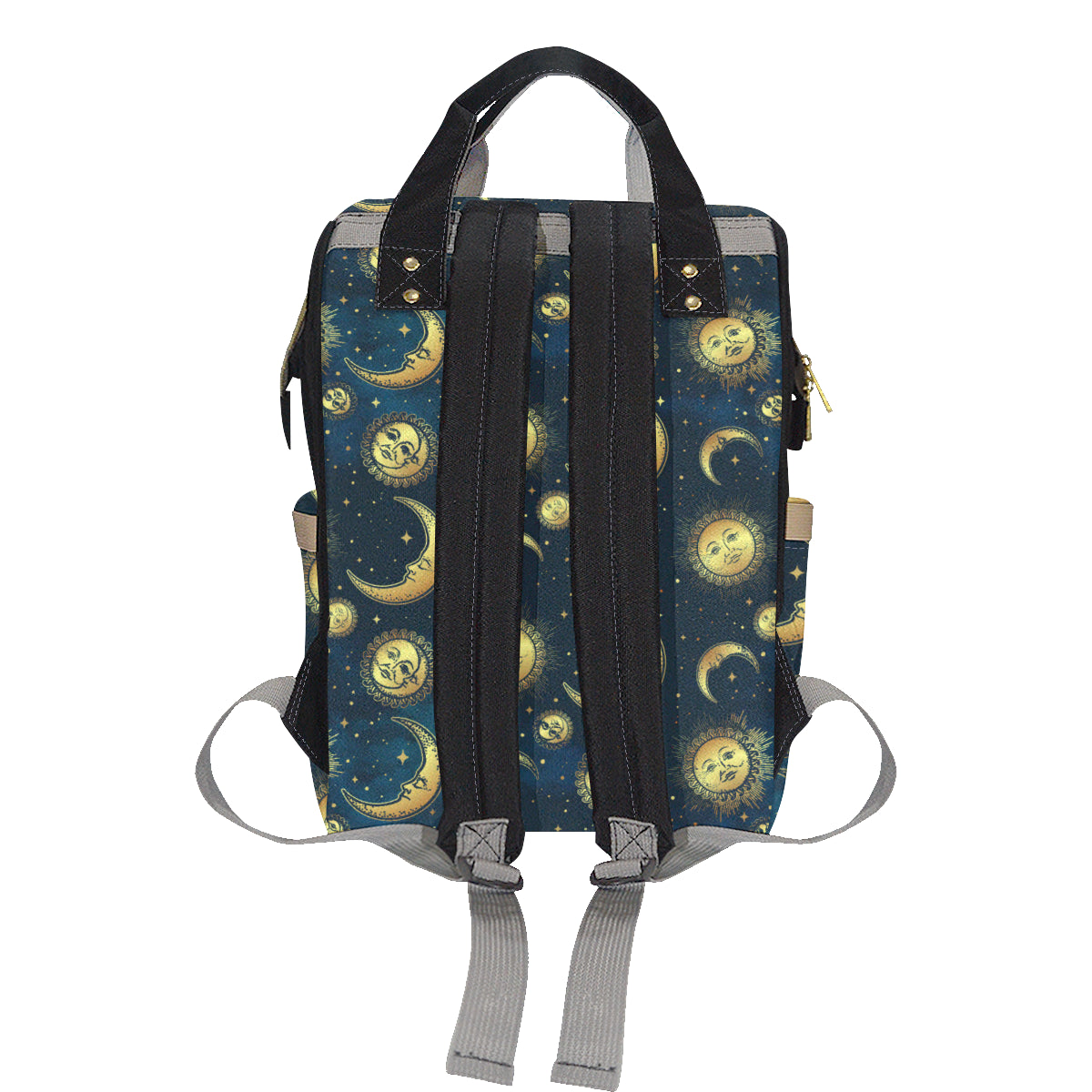 Gold Sun Moon Face Diaper Bag Backpack