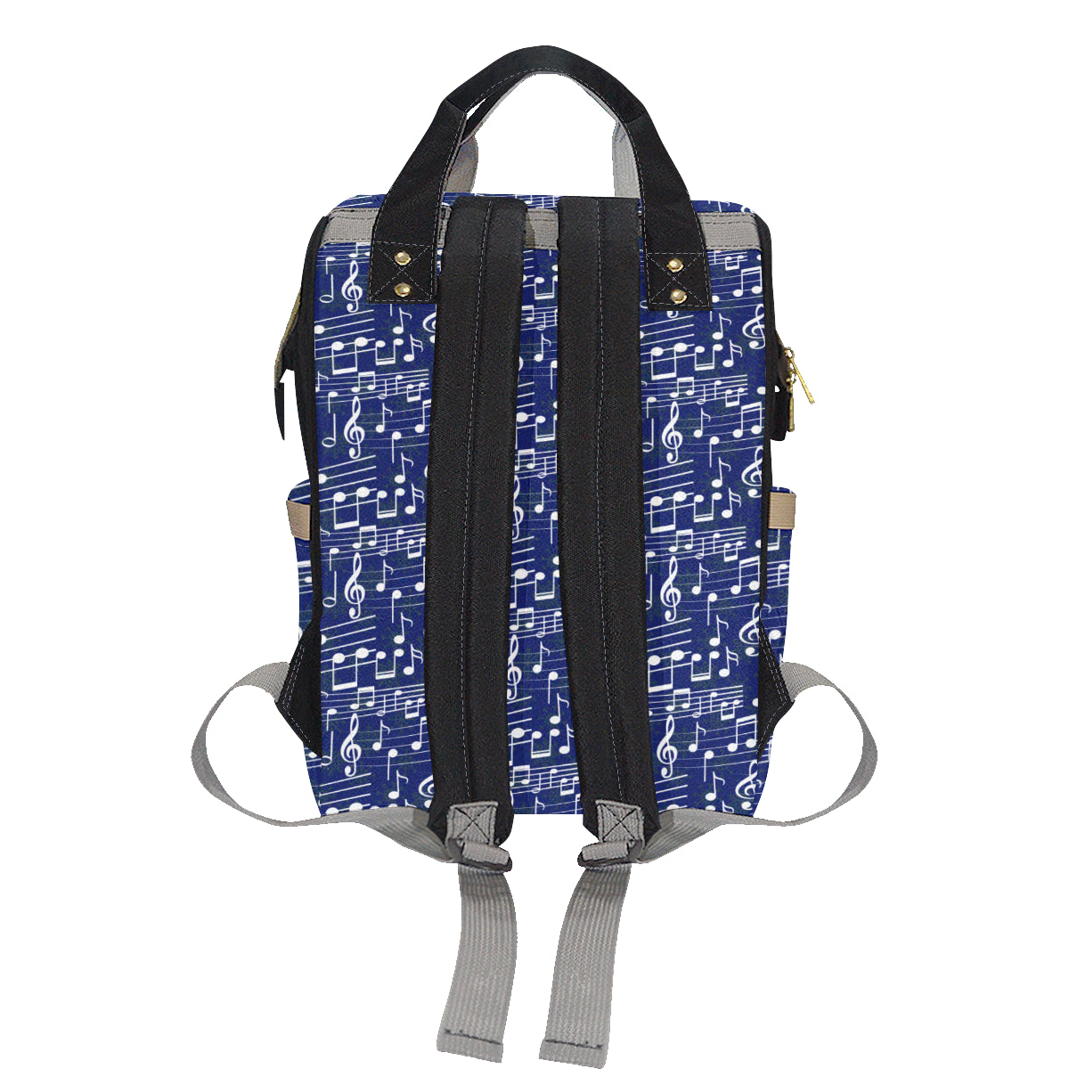 Music Note Blue Themed Print Diaper Bag Backpack